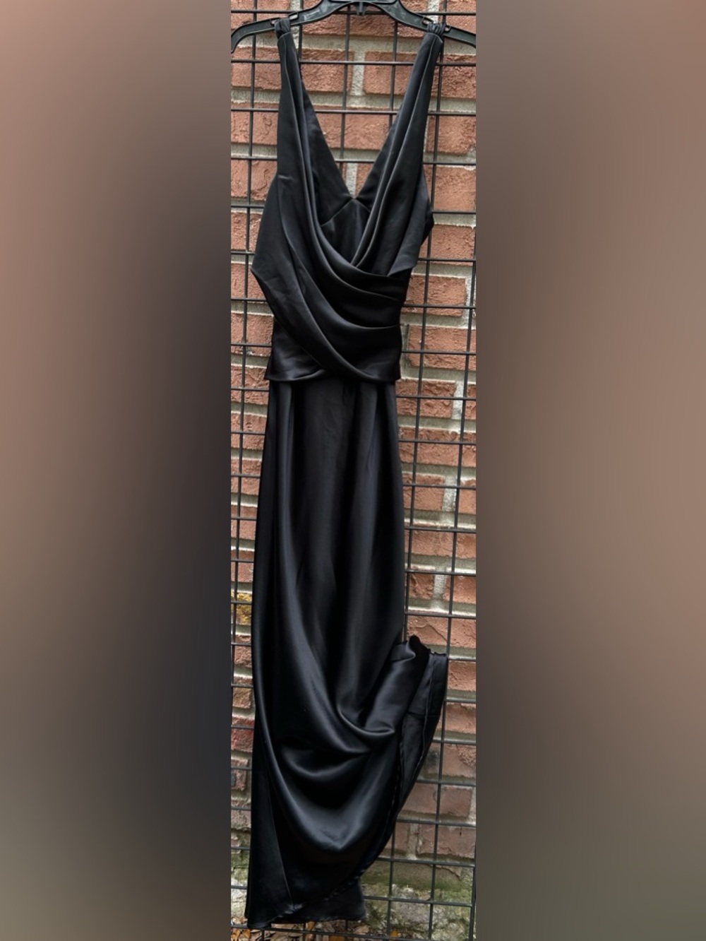 ABS Allen Schwartz Black Draped Satin Gown
